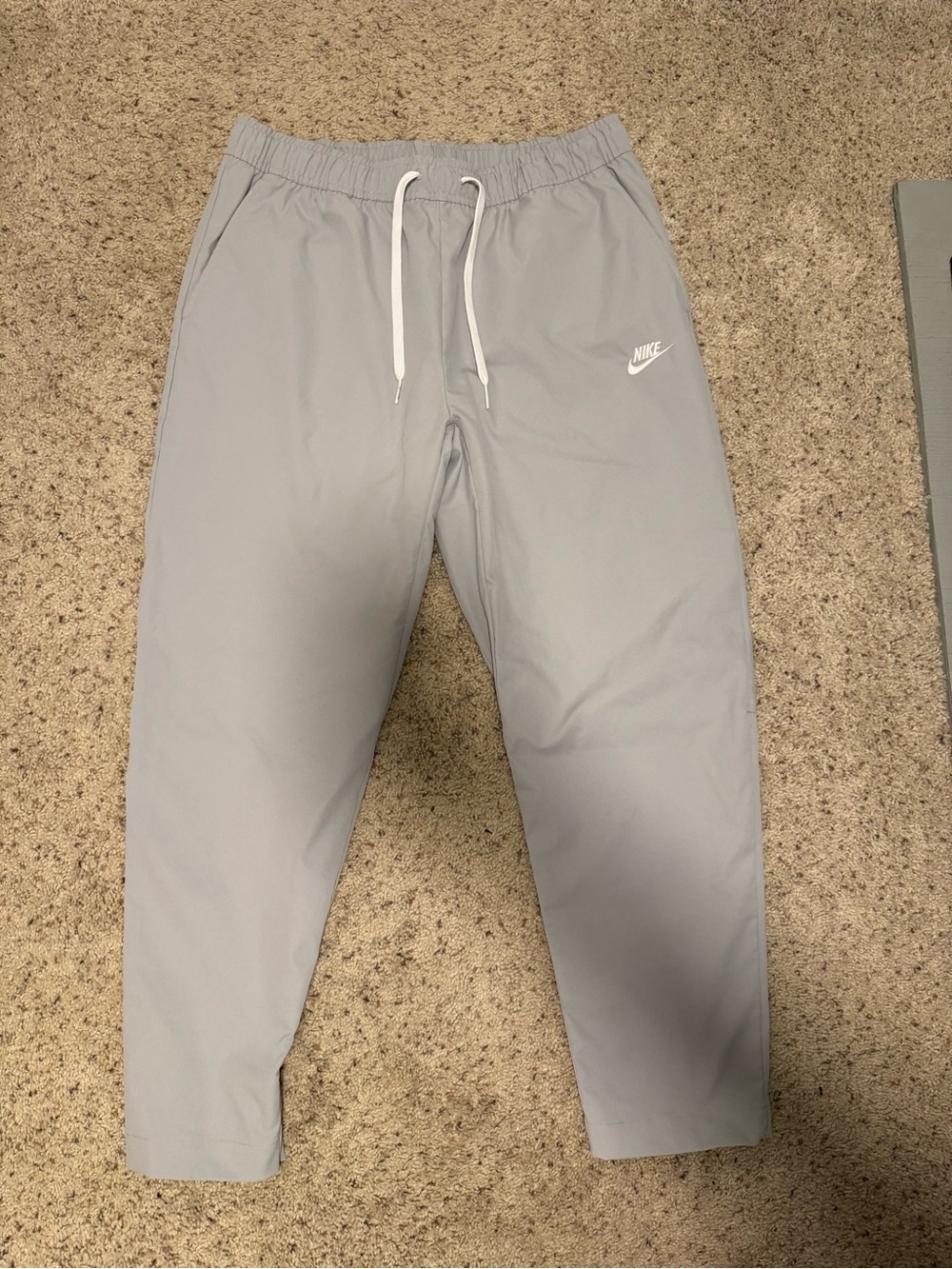 Nike Gray Track Joggers with White Drawcord